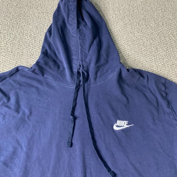 Adidas Mens Hoodie Sweatshirt Blue Long Sleeves Pullover Embroidered Swoosh - Picture 2 of 12